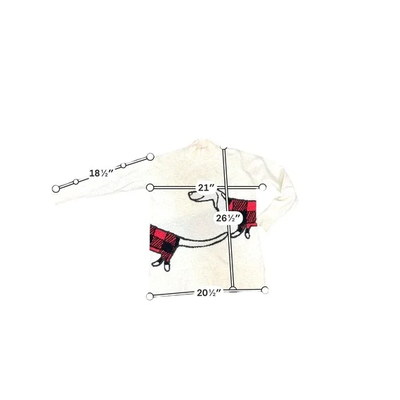 LOFT Womens Ivory Dachshund Buffalo Plaid Mock Neck Sweater Small Dog Graphic - Picture 8 of 8